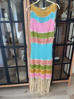 Mable fringe crochet dress Vacation Worthy Maxi Coverup colorful resortwear aqua thumbnail 8