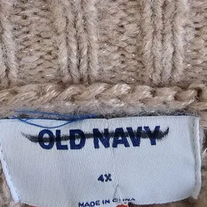 Old Navy Sweater Sz 4X Pointelle Knit Ruffle Trim Metallic Oatmeal Cozy‎ thumbnail 4
