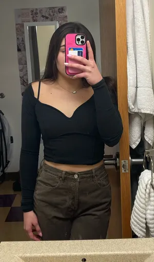 Urban Outfitters Off-The-Shoulder Black Long Sleeve Top thumbnail 1