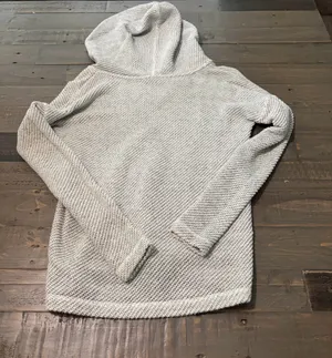 American Eagle Outfitters Women’s XS Knit Hoodie Sweater Gray White Pullover thumbnail 5