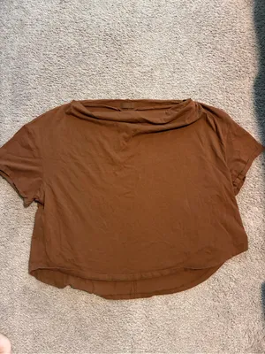 Nuuds Vintage Cotton Off The Shoulder T-Shirt Chocolate Size XL thumbnail 2
