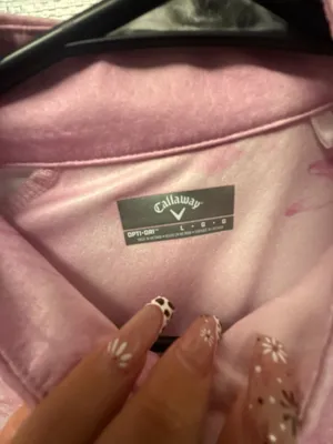 Callaway 1/4 Zip Pullover Size L Pink Tie Dye Golf Top thumbnail 2