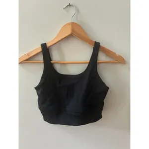 Nike Women’s Small Black Ribbed Longline Sports Bra Crop Top thumbnail 2