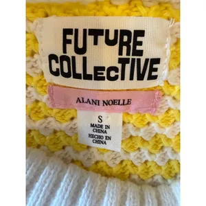 Future Collective Sweater Vest Women Small Yellow Cotton Cropped Preppy Retro thumbnail 8