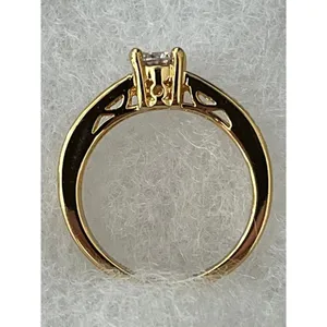 Classic Round High‎ Set CZ Ring Sz 6 Channel Set Accent Stones Pronged Gold Tone thumbnail 5