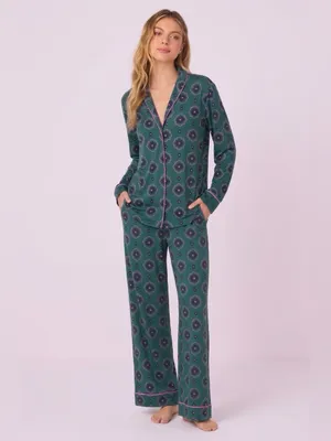 Room Service Geo Print Long Sleeve Pajama Sleep Top Size XL Green Pink Soft thumbnail 13