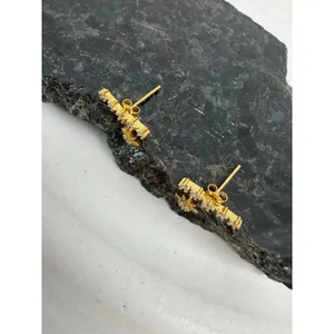 Gold Starburst CZ Drop‎ Earrings Dainty Celestial Earrings New thumbnail 6