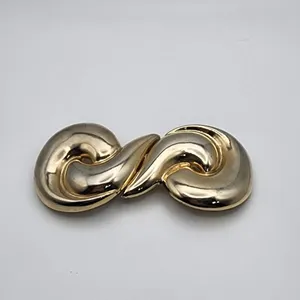 Vintage Dame Gold Tone Modernist Infinity Twist Scroll Belt Buckley thumbnail 2