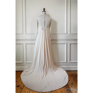 1974 Vintage Bianchi Silk Qiana Wedding Gown Lace Pearl Hood Veil Bridal Dress thumbnail 4