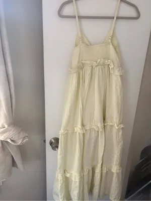 Free People Pale Yellow Tiered Maxi Dress thumbnail 4
