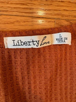 Liberty Love Rust Brown Waffle Knit Button Front Mini Dress Large Boho Casual thumbnail 3