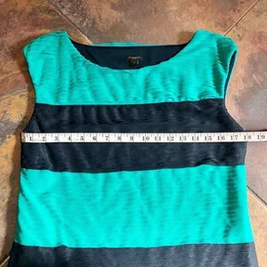 Ann Taylor Green Navy Dress Sleeveless Tank Medium thumbnail 3