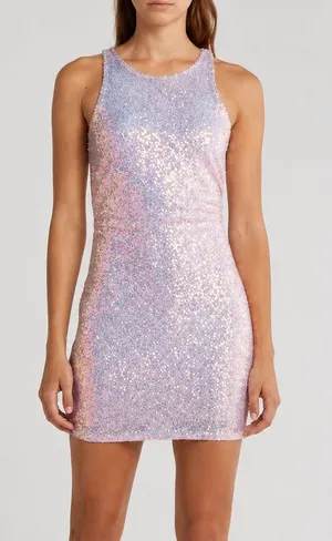NWT Abound Pink Iridescent Sequin Bodycon Mini Dress Small Party Cocktail thumbnail 1