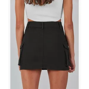 NEW Cargo Skirt Button Pocket Y2k Trendy Denim Mini Skirt L thumbnail 2