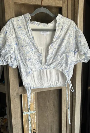Cropped puff sleeve top White Size L thumbnail 1