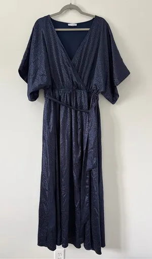 Baltic Born Savannah Print Navy Blue Kimono Animal Print Embossed Maxi Dress XXL thumbnail 1