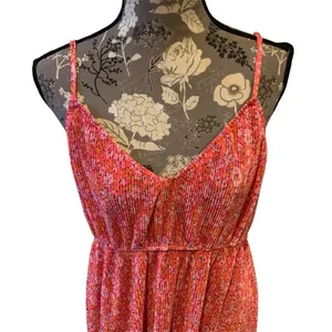 BEACHSISSI Coral Red Floral Spaghetti Strap Dress size XL thumbnail 3