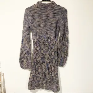 Free People Size XS‎ Purple Open Knit Half Button Wool Blend Cardigan Sweater thumbnail 7