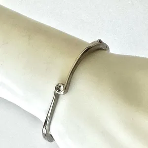 Silver tone rhinestone bangle bracelet thumbnail 2