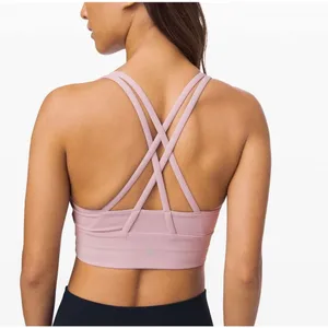 Lululemon Energy Bra Long Line Smoky Blush Pink Luxtreme Sport Bra Size 4 thumbnail 2