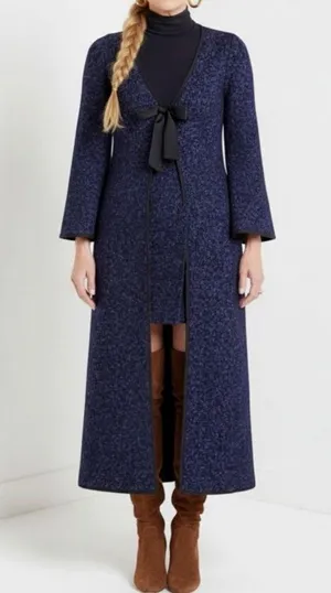 HILL HOUSE Lou Lou Wool-Blend Metallic Tweed Jacket, Midnight, XS thumbnail 1