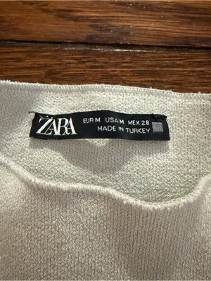 ZARA Cream Crewneck Knit Top thumbnail 3