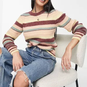 JDY Striped Crewneck Sweater M Burgundy Pink‎ thumbnail 1