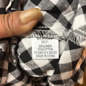 Roolee Gingham Linen Cotton Coastal Cowgirl Boho Fisherman Resort Blouse M thumbnail 5