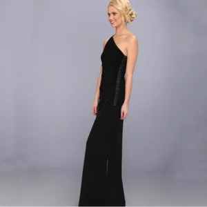 Laundry by Shelli Segal Formal Gown Navy One Shoulder Crystal Bead Ball Wedding thumbnail 9