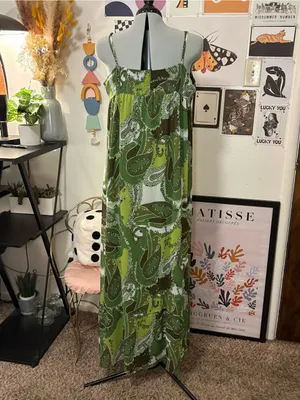 Apt. 9 Olive Green Paisley Maxi Slip Dress thumbnail 6