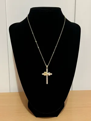 Beautiful cross necklace Gold thumbnail 1