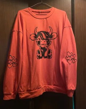 Orange Cow Crewneck Sweater Size XXL thumbnail 1