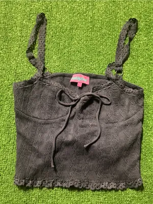 Betsey Johnson Black Lace-Trim Camisole Tank Top thumbnail 1