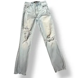 Abercrombie & Fitch Simone High Rise Slim Jeans Distressed Light Wash Raw Hem 25 thumbnail 3