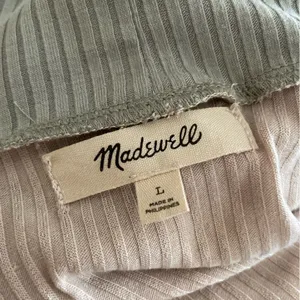 Madewell ribbed turtleneck sweater size large colorblock in green/cream thumbnail 7