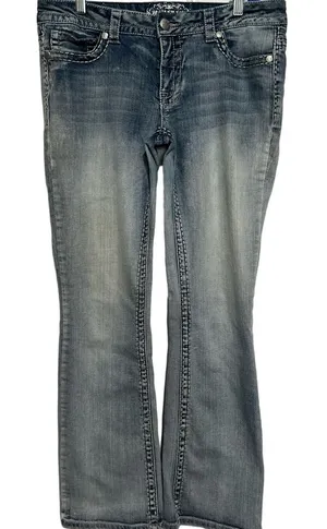 Paisley Sky Women's Distressed Wash Bootcut‎ Jeans Decorative Pockets Size 12 thumbnail 1