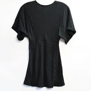 Urban Outfitters Claudia Dress Ribbed Knit Plunging Mini Size XS Black thumbnail 3