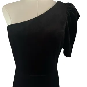 DO+BE Black Velvet Dress NWT One Shoulder Y2K It Girl Med Layered Cocktail Party thumbnail 2