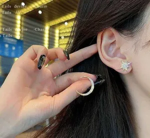 18K Gold Plated Asymmetrical Star Moon Stud Earrings for Women thumbnail 4
