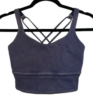 Lululemon Free To Be‎ Bra Long Line Rib Strappy Sports Bra Size 4 Purple thumbnail 1