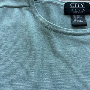 2000s Vintage City Silk Knitwear Blue 3/4 Sleeve Silk Cotton Sweater Y2K Size M thumbnail 4