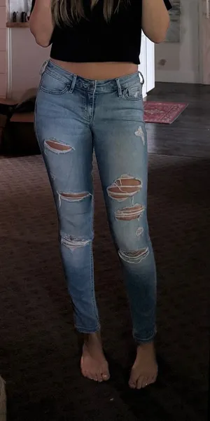 Hollister Light Blue Distressed Skinny Jeans thumbnail 1