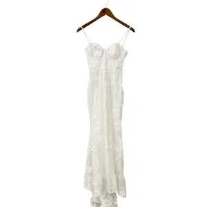 Lulus Ethereal Elegance White Embroidered Lace-Up Maxi Dress size XXS thumbnail 3