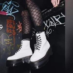 NEW Dr. Martens 1460 Pascal Max White Leather Platform Combat Boots thumbnail 2