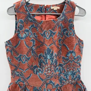 Anthropologie Tulle Structured Tapestry Scoop Neck Mini Dress Sz S thumbnail 3