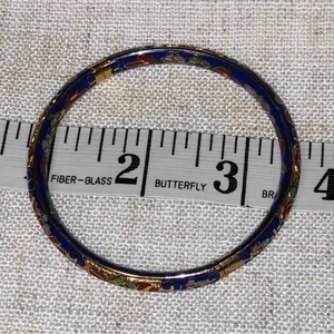 Vintage cloisonné blue hinged bangle bracelet thumbnail 7
