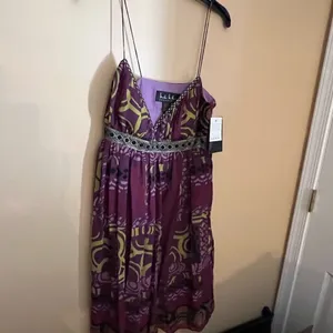 NWT nicole miller silk purple dress‎ 4 thumbnail 3