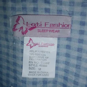 Tati Fashion M Blue Checked Snap Front Short Sleeved Pocketed House Coat thumbnail 6