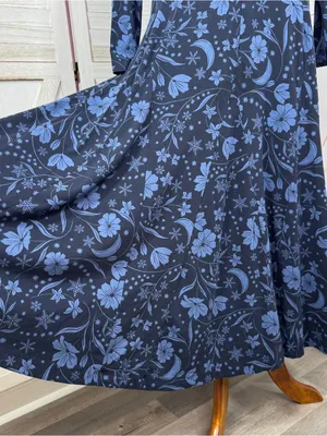 Loft Floral Snowflake Mock Neck Long Sleeve Maxi Dress Blue XS Winter Chic Boho thumbnail 7