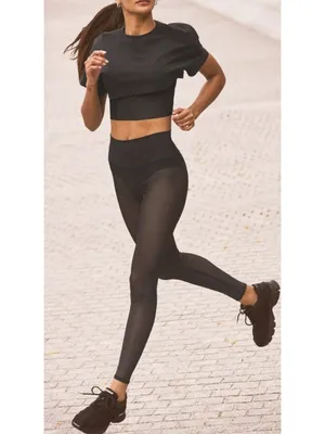 Alo Airlift Mesh High-Waist Track Star Leggings Black Sheer See-Through Hi-Rise thumbnail 5